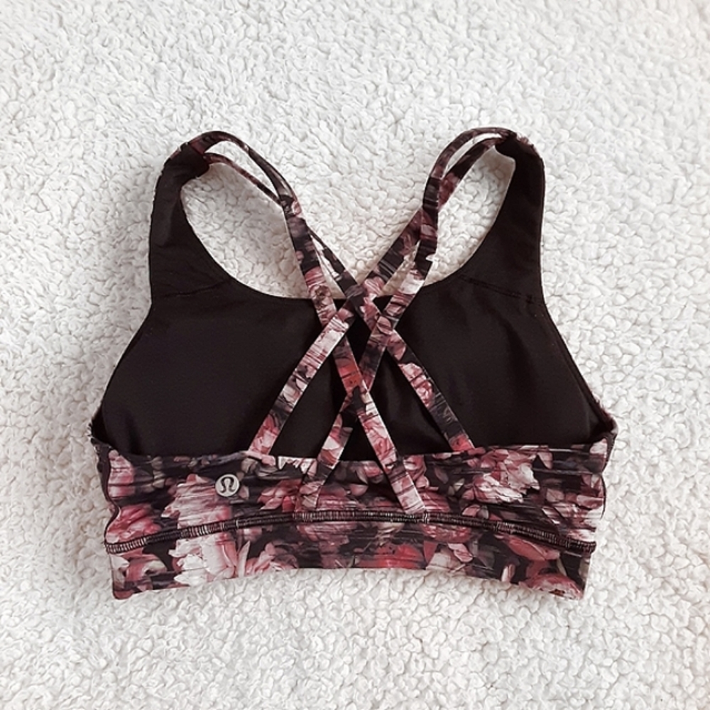 LULULEMON ATHLETICA Nulux Energy Peony Print Strappy Sports Bra Size 4 / XSmall - Picture 2 of 11